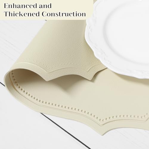 Faux Leather Placemats, 12 X 17 Inch Waterproof Wipeable Heat