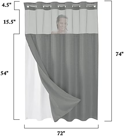 Gibelle No Hook Waffle Weave Shower Curtain with Snap-in Fabric Liner