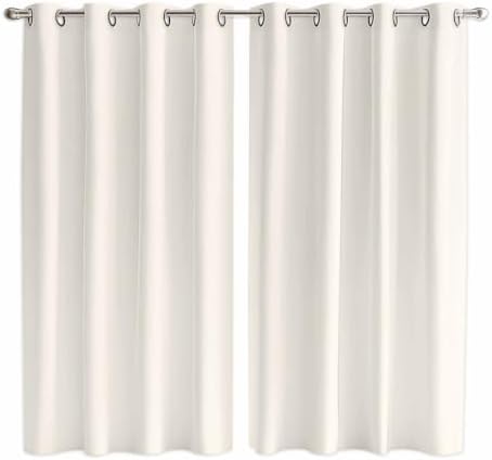 Cream Window Curtains 84 Inch Length 2 Panels Set, Solid Color