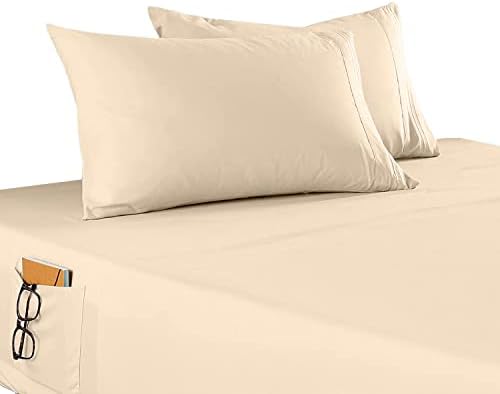 Elegant Comfort 4-Piece Solid Smart Sheet Set-Deep Pocket Fitted Sheet