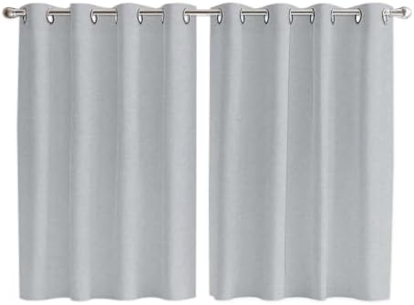 Gray Solid Color Window Curtains 63 Inch Length 2 Panels Set, Modern