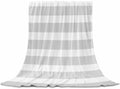 Flannel Fleece Blanket 60" x 80", Grey Striped Microfiber Cozy Soft