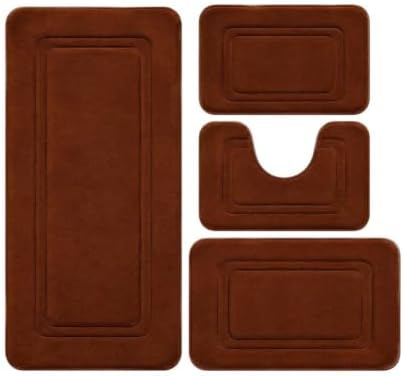 4-Piece Bathroom Rug Set, Quick-Dry Memory Foam Non-Slip Bath Mats