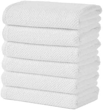 Great Bay Home 100% Cotton 6 Pack 26x16 Hand Towel Set - Absorbent