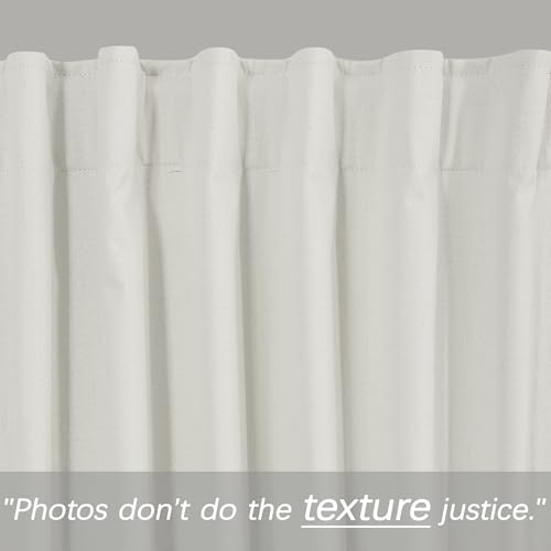 KOUFALL Ivory Linen Blackout Curtains 108 Inches Long, Thermal