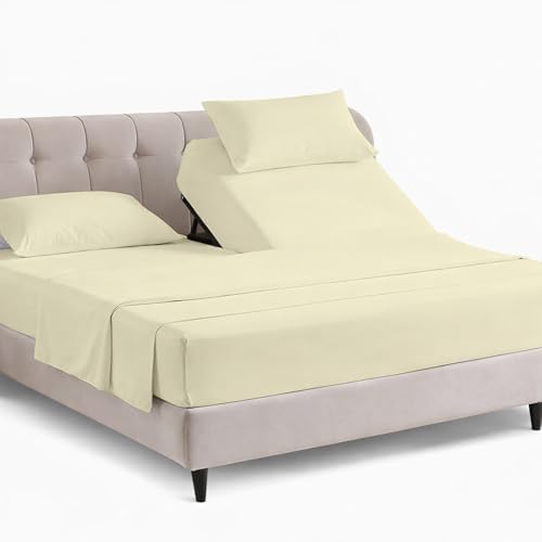 KRISHNA Split Head King Sheet Set 4 Piece, 100% Egyptian Cotton Split