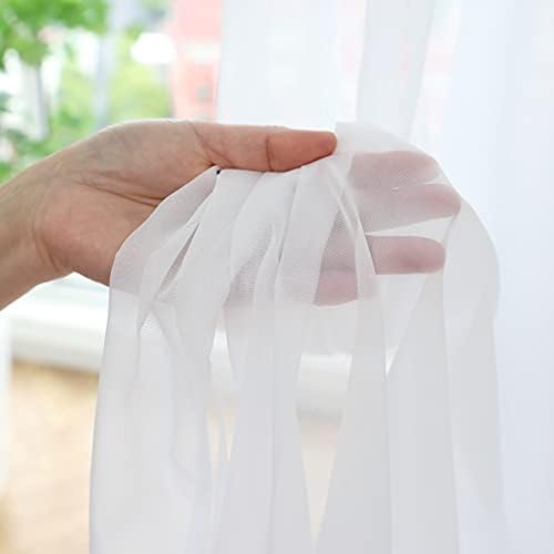 LONGTAI Window Ivory Sheer Curtains 120 Inches Long 2 Panels Sheer