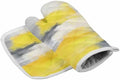 Quilted Cotton Terry Cloth Oven Mitt, Pot Holder Grey Yellow Texture