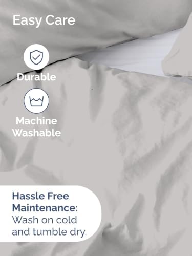 Duvet Cover Queen Size - 3 Piece with Zipper Closure - French Grey