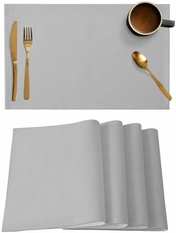 Pure Colors Grey Pattern Placemats Set of 6 Washable Table Mats for