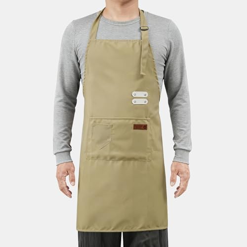 Vinchef New Soft Canvas Apron, Adjustable Neck Strap, Large Pocket