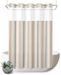 Extra Long No Hook Shower Curtain Bathroom Decor Brown Gray Striped