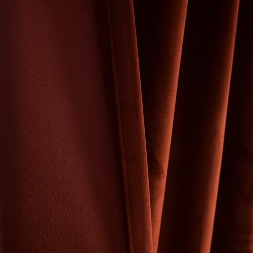 Roslynwood Luxury Soft Burnt Ochre Velvet Curtains 120 inches Long