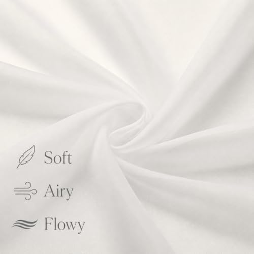 Chyhomenyc Extra Long Ivory Sheer Curtains 108 inch Long, 2 Panels