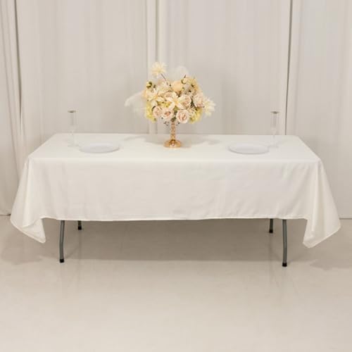 Balsa Circle 60x102 inch Ivory Lamour Satin Rectangle Tablecloth Table