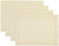 Solino Home 100% Linen Placemats Ivory, Medium Weight 14 x 19 in, Set