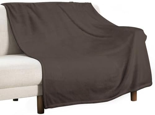 Soft Plush Blanket, Dark Gray-Brown Taupe Color Warm Cozy Throw