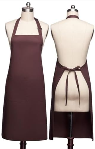 100% Cotton Adjustable Bib Apron with 2 Pockets Cooking Kitchen Aprons