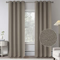 2 Panels Taupe Burlap Faux Linen Textured Quality Curtains
