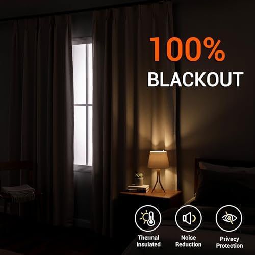 MYSKY HOME Linen Pinch Pleated 100% Blackout Curtains 40x90,2 Panels