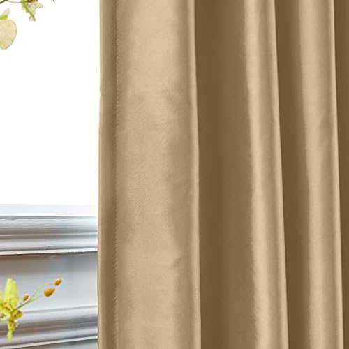 ChadMade Light Filtering Faux Silk Curtain for Living Room 96 Inches