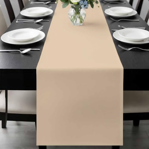 Khaki Solid Color Table Runner 108 Inch Long Dresser Scarves Linen