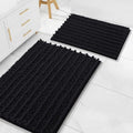 Arotive Luxury Chenille Bathroom Rugs Set 2 Piece, 36x24+24x16, Black
