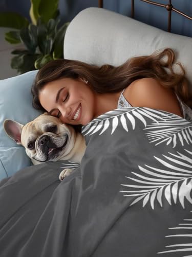Cal King Size Flat Sheet Only, Watercolor Tropical Palm Leaf Bed Top