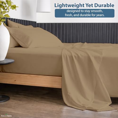 Rajlinen 100% Cotton Queen Sheets Set, Cooling & Breathable Bed