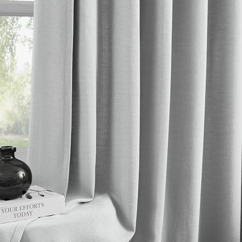Grey Pinch Pleat Light Filtering Curtains for Living Room 108 Inch