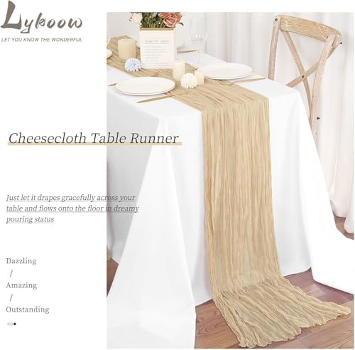 12 Packs Beige Table Runner, Charming Cheesecloth Table Runner 17 x