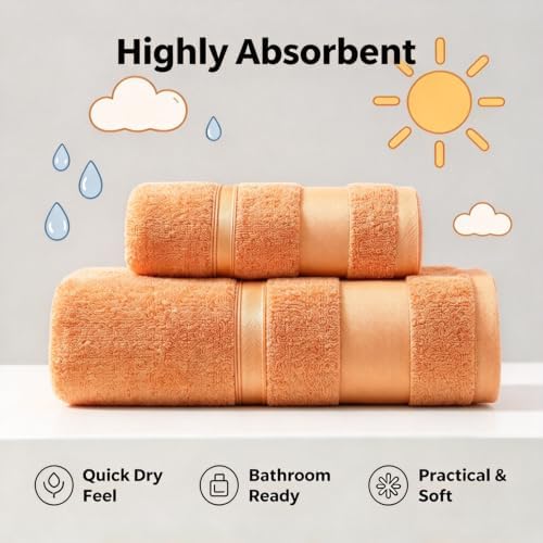 Cotton Towel Set, Quick Dry Decorative Towels for Bathroom,Dark