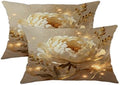 Peony Throw Pillow Covers Set of 2, Elegant Modern Gold Floral None