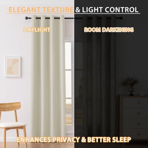 Blackout Curtains for Bedroom 108 inch Curtains,2 Panels,Beige