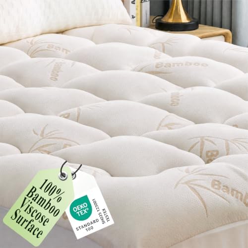 Queen Size Mattress Topper, Thick Cover Rayon Derived from Bamboo