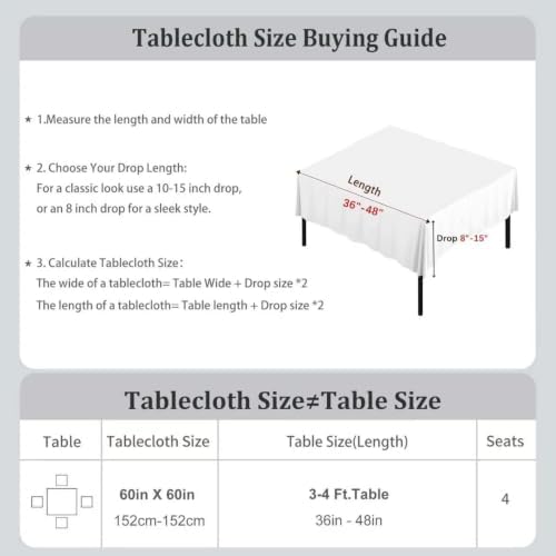 Alsoo Square Table Cloth, 60X60 Inch Linen Textured Tablecloth Spring
