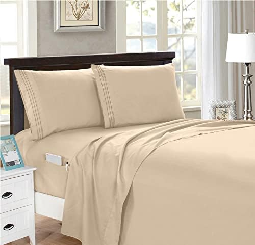 Elegant Comfort 4-Piece Solid Smart Sheet Set-Deep Pocket Fitted Sheet