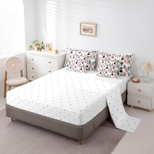 Manfei Black Cat Full Size Comforter Set,Geometric Rhombus Square