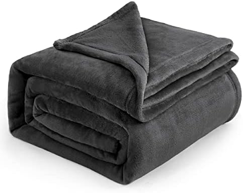 Bedsure GentleSoft Fleece Blankets Queen Size Dark Grey - Bed Blanket