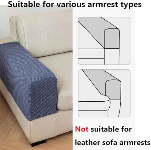 Yoovat Sofa Arm Covers, Large, Set of 2, Texture-Gray Blue