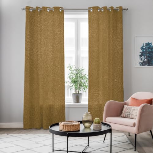 Vintage Brown Window Curtains 96 Inch Length 2 Panels Set, Modern