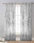 Grey Tree Sheer Curtains 63 Inch Length Grommet Semi Sheer Drapes for