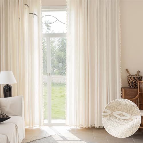 BTTN 52x72 Boho Striped Linen 2 Panel Window Curtain Drapes