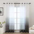 L.Z.E White Grey Ombre Sheer Curtains 63 Inches Long, Transparent