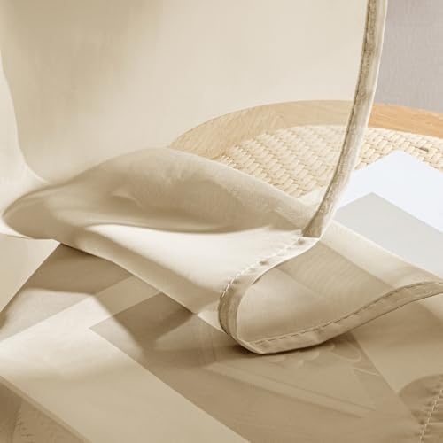 MIULEE Beige Sheer Curtains 63 Inches Long 4 Panels 42 x 63 Inches