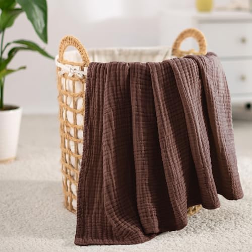 Carriediosa 100% Cotton Muslin Throw Blanket 90 x 90 Summer Gauze for