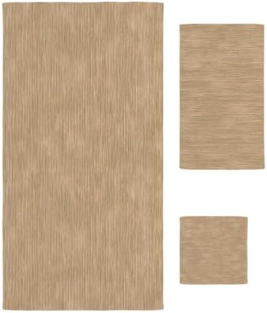 Bath Towels Set of 3 Khaki Linen Weave Bath Towel Hand Towel Washcloth