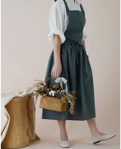 Adjust Cotton Linen Cooking Apron, Fabric Coffee Restaurant Canvas