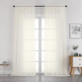 OVZME Ivory Sheer Curtains 96 Inches Long 2 Panels with Rod Pocket