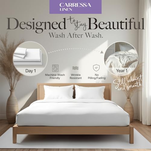 Carressa Linen 600 Series Full Size Sheets Set, 16" Deep Pocket, Taupe